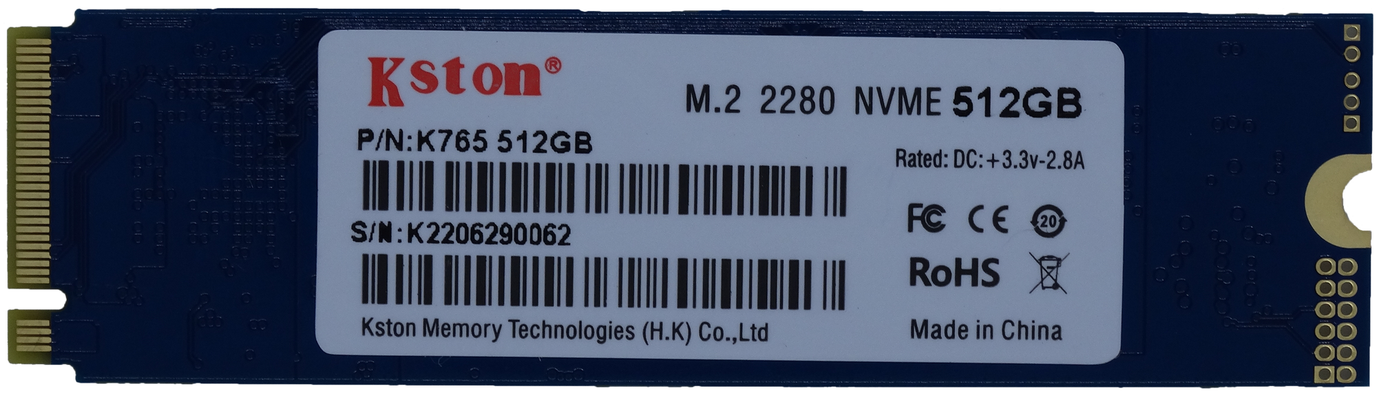 Твердотельный накопитель Kston NVMe 512 ГБ M.2 ST765-512GB