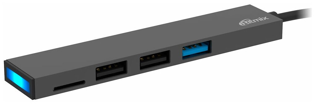Разветвитель USB-C Ritmix CR -4314 хаб - концентратор 2 порта USB2.0+1порт USB3.0.металл