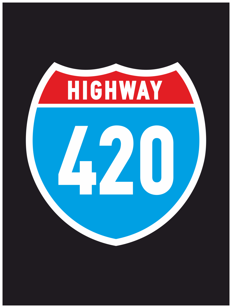 Наклейка на авто "Highway 420" 17х16 см.