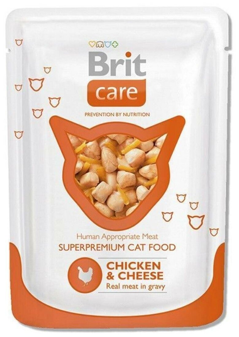 Влажный корм для котят Brit Care, с курицей, с сыром 24 шт. х 80 г (кусочки в соусе) - фотография № 10