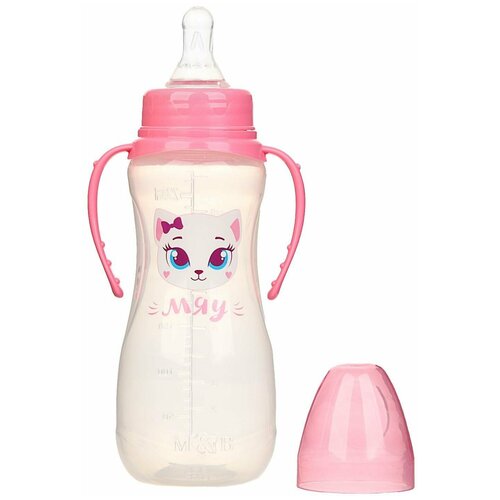Бутылочка для кормления Mum&Baby Кошечка Софи детская приталенная, с ручками силиконовая бутылочка silibaby для кормления детей бутылочка для питья для обучения новорожденных широкая соска для кормления детей чашка дл