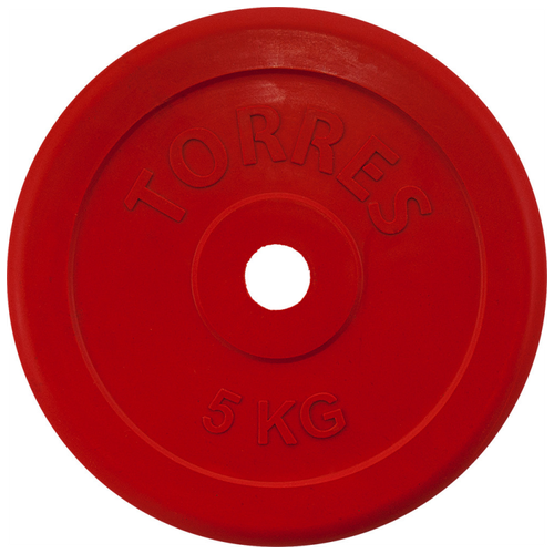 Диск обрезиненный Torres 5кг. d-25мм. арт. PL50405 Красный. диск обрезиненный с ручками nt121nс д50мм 5кг красный