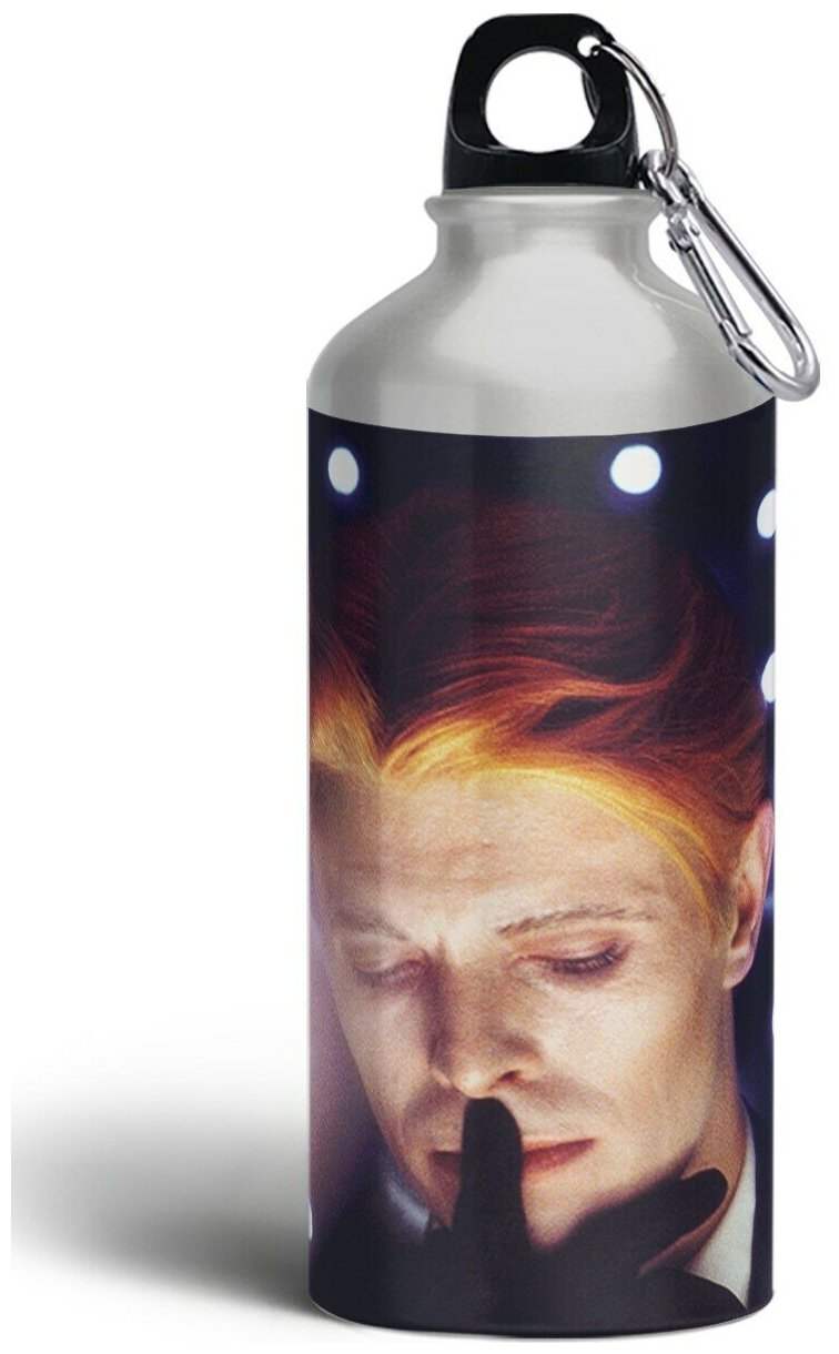 Бутылка спортивная,туристическая фляга 500мл с карабином David Bowie - 2