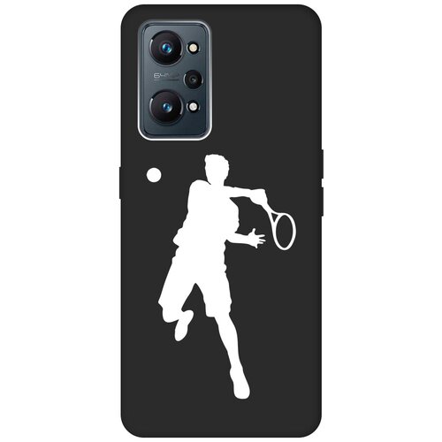 Матовый чехол Tennis W для Realme GT Neo 2 / Рилми ГТ Нео 2 с 3D эффектом черный матовый чехол two faces w для realme gt neo 2 рилми гт нео 2 с 3d эффектом черный