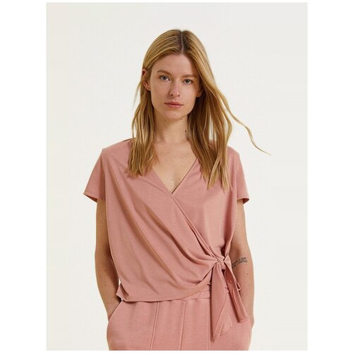 Блузка с коротким рукавом KOTON WOMEN, 1YAK13497EK, цвет: BLUSH, размер: L