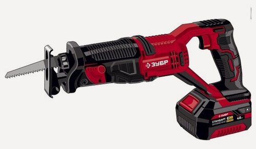 Изображение товара Пила сабельная аккумуляторная Зубр СПЛ-185-41 серия «мастер», 1 АКБ (4Ач)