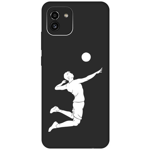 Матовый чехол Volleyball W для Samsung Galaxy A03 / Самсунг А03 с 3D эффектом черный матовый чехол meaning w для samsung galaxy a03 самсунг а03 с 3d эффектом черный