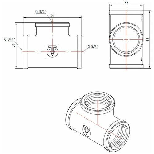 Фитинг резьбовой тройник никель 3/4 Valtec VTr.130. N.0005 фитинг резьбовой тройник никель 3 4 valtec vtr 130 n 0005