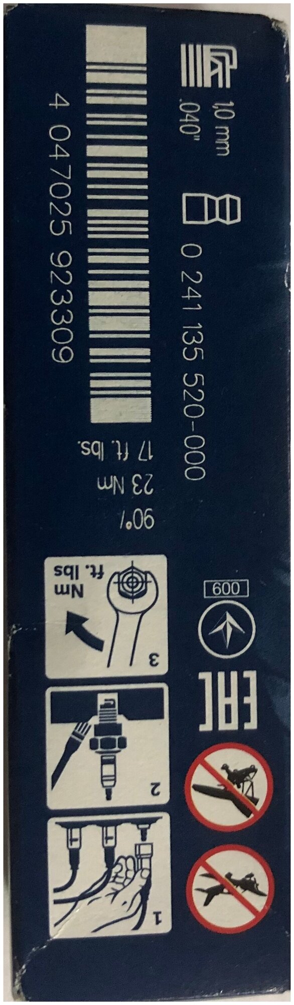 Свеча зажигания Bosch BOSCH 0241135520 Y7LER02 Rapid 1.6 Пр-во Китай — фото 8