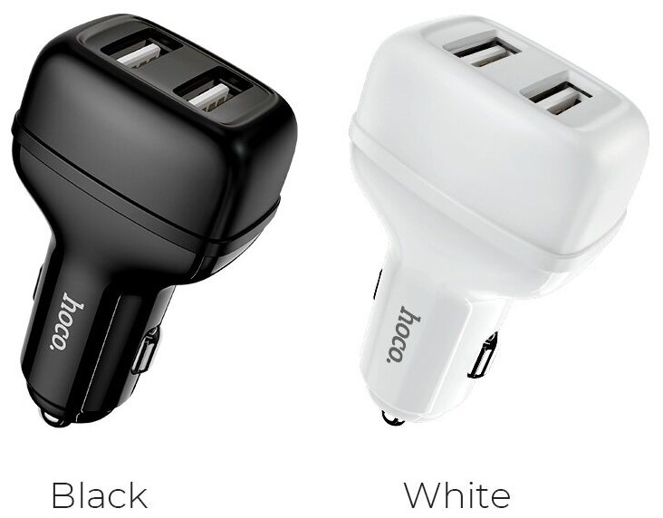 Автомобильное зарядное устройство (АЗУ) Hoco Z36 Superior (2 USB) 2.4 А, черный - фотография № 9