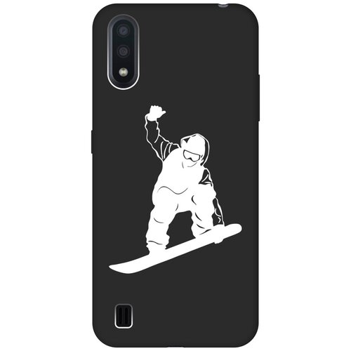 Матовый чехол Snowboarding W для Samsung Galaxy A01 / Самсунг А01 с 3D эффектом черный матовый чехол snowboarding w для samsung galaxy s6 самсунг с6 с 3d эффектом черный