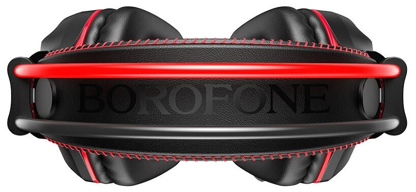 Гарнитура Borofone BO101 Racing, LED-подсветка, игровая, кабель 2 м, красный