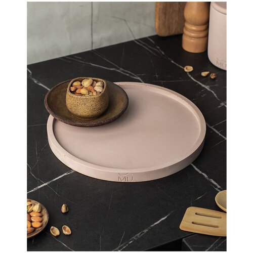 Поднос декоративный кухонный Lora XXL, 30x30 см, бетон, кремовый матовый