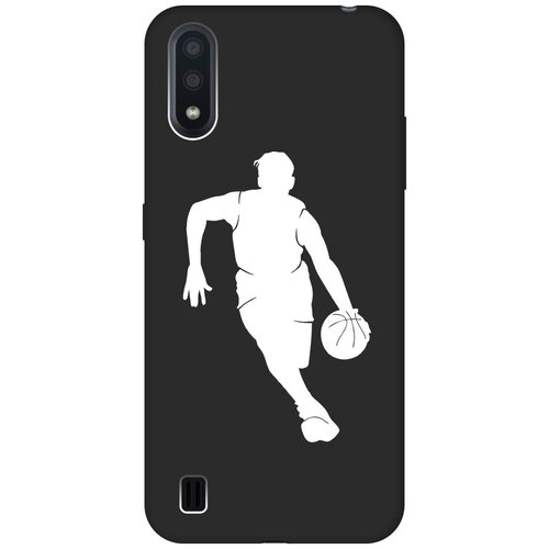 Матовый чехол Basketball W для Samsung Galaxy A01 / Самсунг А01 с 3D эффектом черный матовый чехол basketball w для samsung galaxy a5 самсунг а5 с 3d эффектом черный