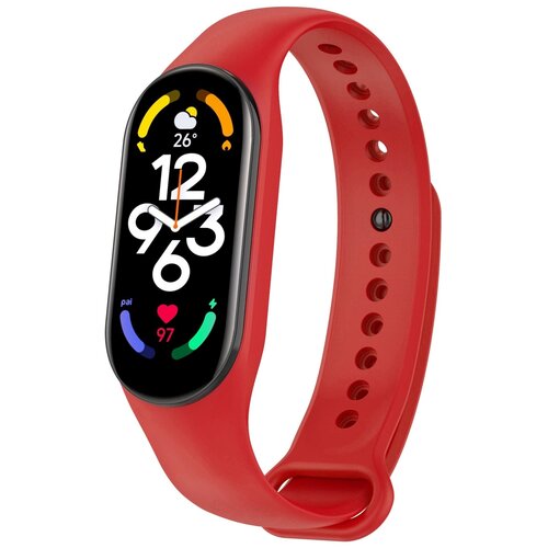 Силиконовый ремешок для финтес-браслета Xiaomi Mi Band 5, 6, 7 красный