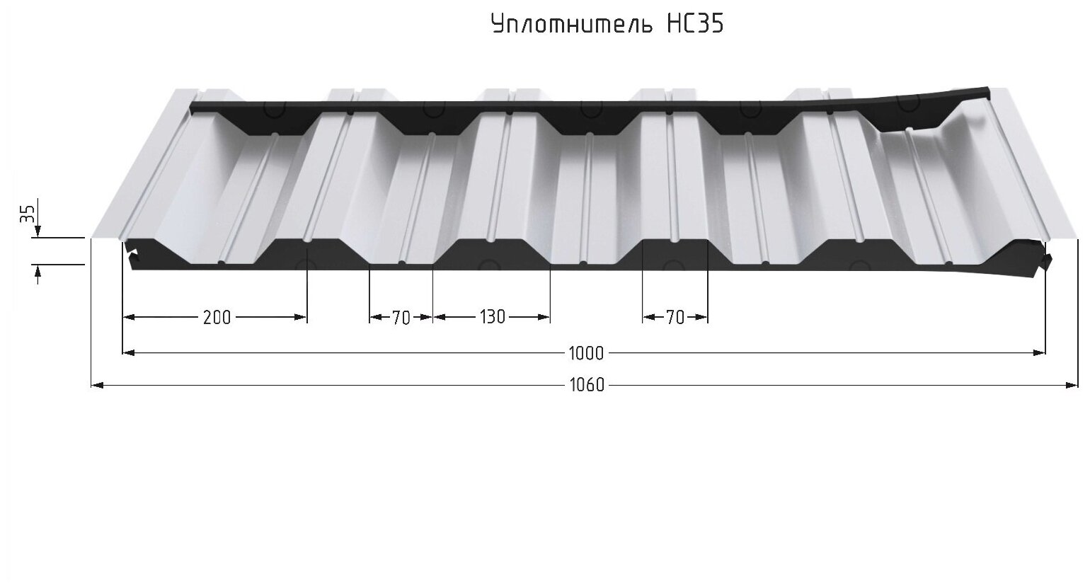 Уплотнитель для профнастила НС35 (10 шт по 1м)