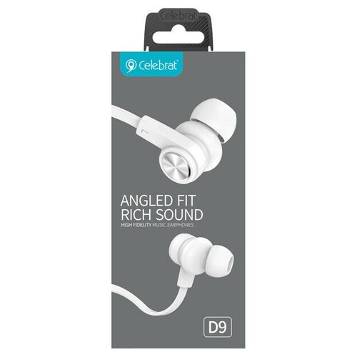 Наушники с микрофоном Celebrat D9 12м плоские белые 32100₽