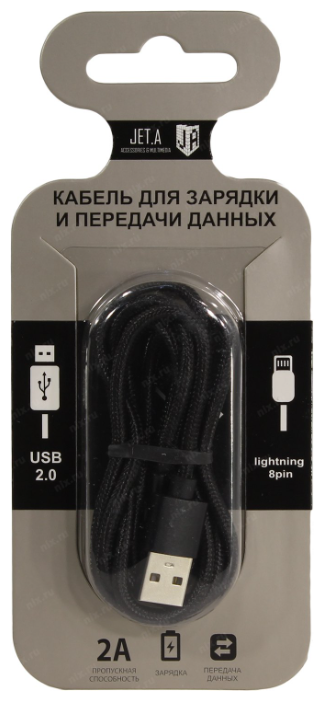 Кабель Jet.A USB - Lightning (JA-DC44), 1 м, 1 шт., черный - фото №2