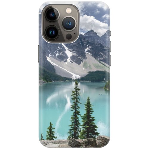 Силиконовый чехол на Apple iPhone 13 Pro Max / Эпл Айфон 13 Про Макс с рисунком Озеро и горы