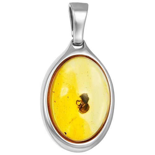 фото Amberholl подвеска из ярко-лимонного янтаря с крупным инклюзом «клио»