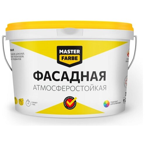 Водно-дисперсионная фасадная краска MASTER FARBE (атмосферостойкая; белая; 14 кг) 4631159427606