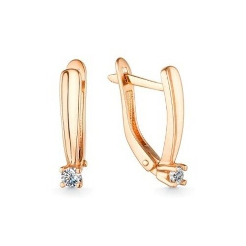 С-00054, Серьги с бесцветным фианитом, цвет-розовый, металл-серебро