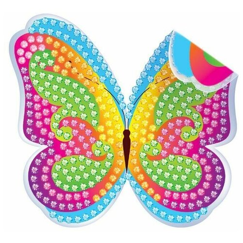 детский набор для творчества алмазная мозаика 40х50 бабочка Алмазная мозаика наклейка для детей Бабочка, 10 х10 см. Набор для творчества