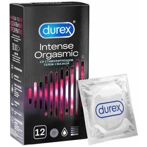 Рельефные презервативы со стимулирующей смазкой Durex Intense Orgasmic - 12 шт. презервативы durex 3шт интесив рельефные с гелем смазкой