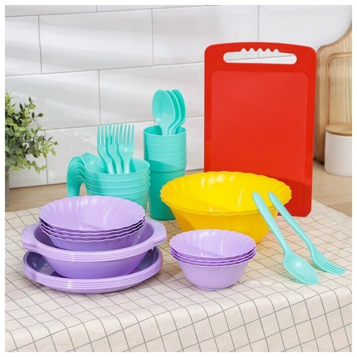 Набор посуды на 4 персоны «Весёлая компания», 36 предметов - фотография № 1