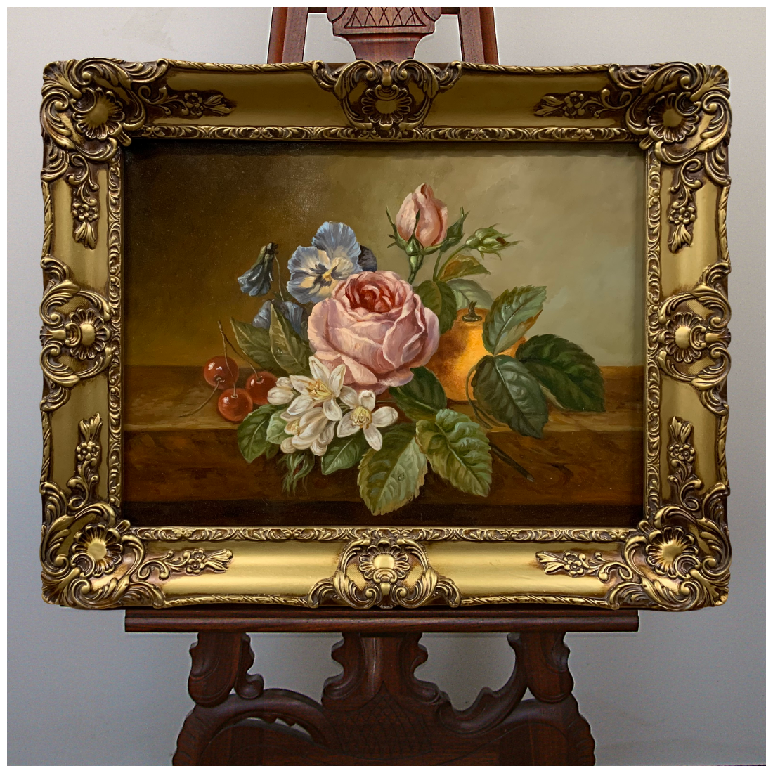 Картина маслом на холсте "Натюрморт с розами"