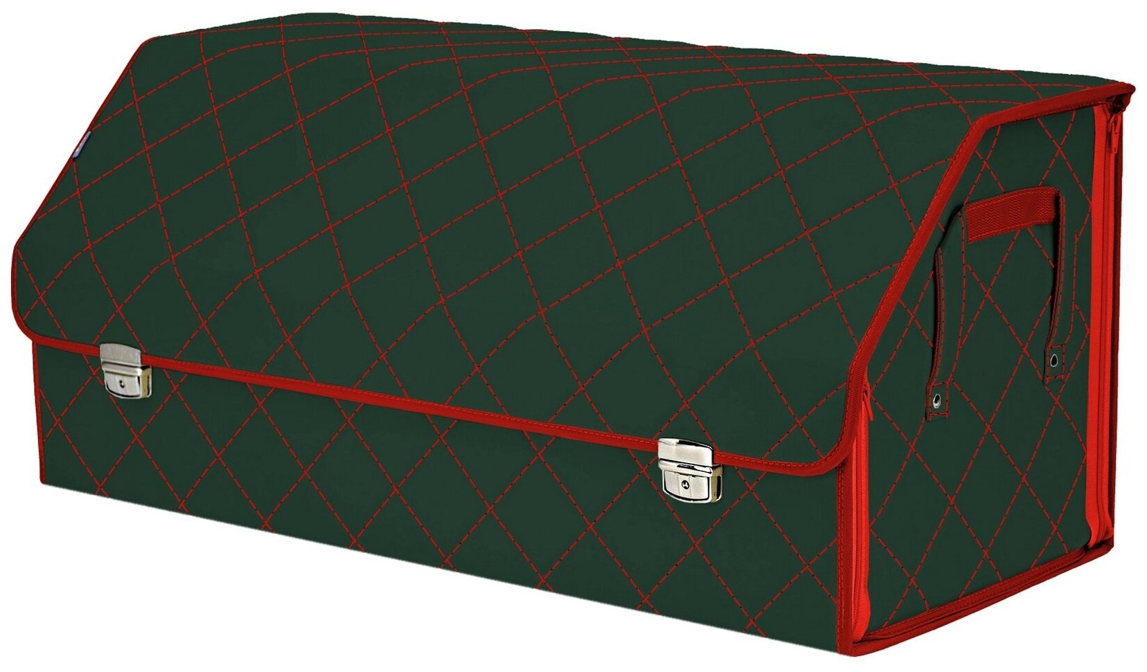 Органайзер-саквояж в багажник "Союз Премиум" (размер XXL). Цвет: зеленый с красной прострочкой Ромб.