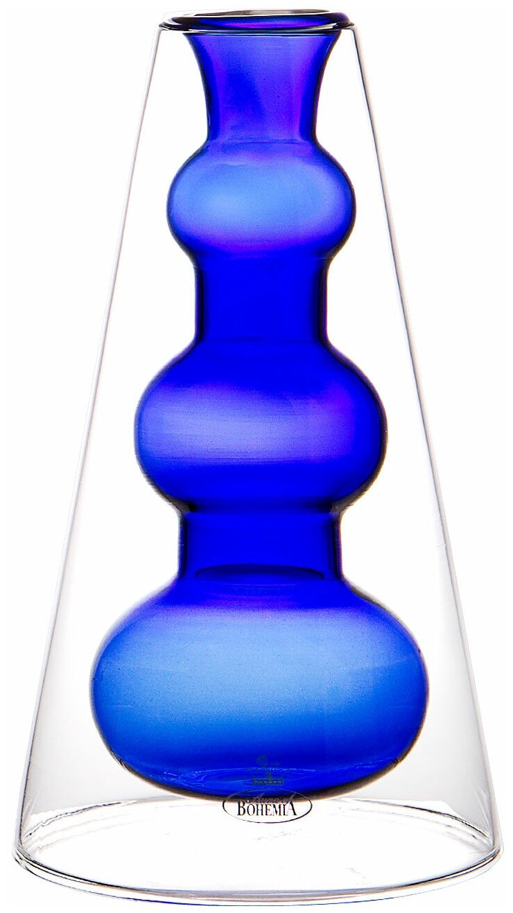 Интерьерная ваза из стекла 18 см синий