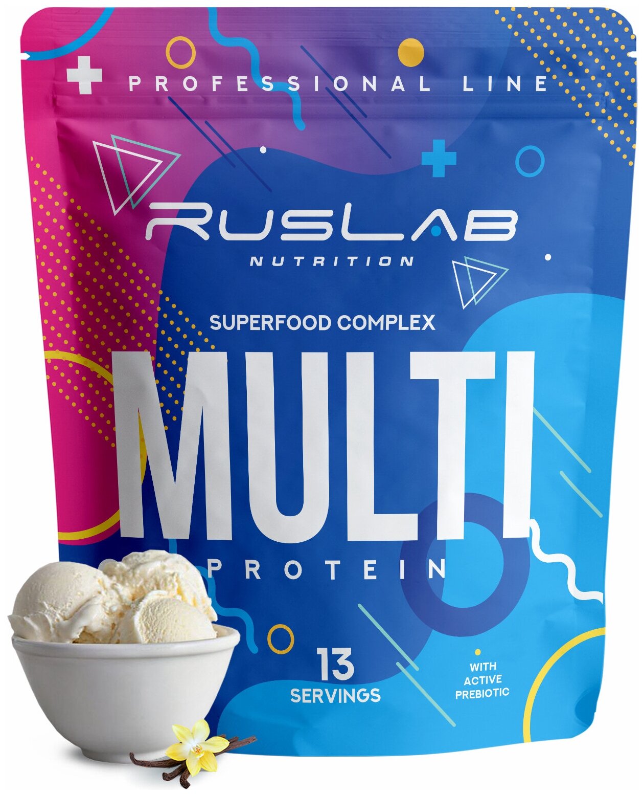 MULTI PROTEIN, многокомпонентный протеин, белковый коктейль для похудения (416 гр), вкус ванильное мороженое