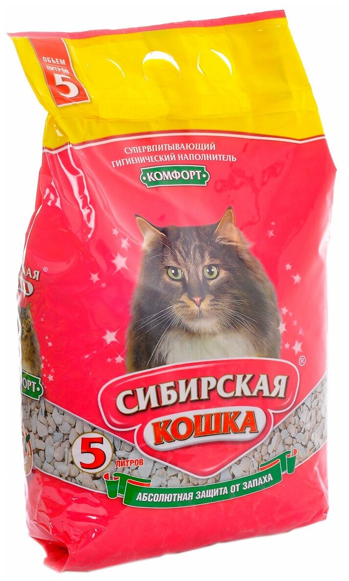 Сибирская кошка комфорт наполнитель впитывающий для туалета кошек (20 л х 4 шт) - фотография № 1