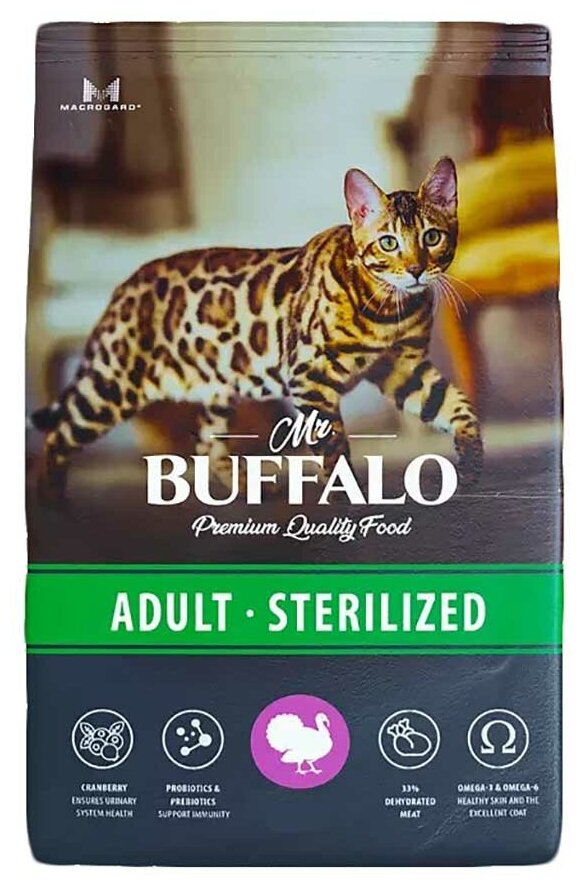 Сухой корм для кошек Mr.Buffalo STERILIZED индейка 0,4кг - фотография № 4