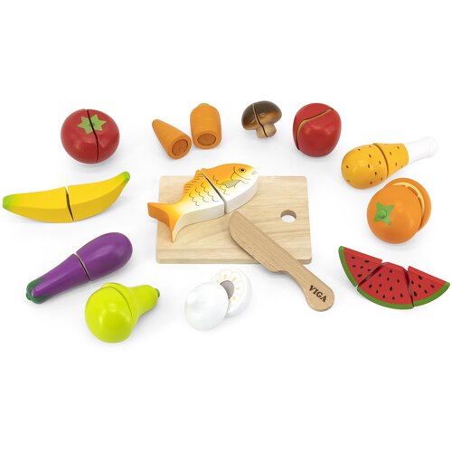 Набор игрушечных продуктов Viga Toys Cutting Food, 44579 игрушечные продукты viga toys готовим обед 44542