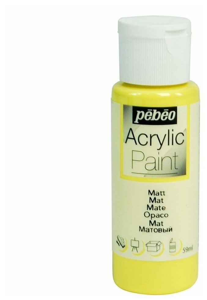 Краски акриловые PEBEO Acrylic Paint декоративная матовая 59 мл 097802 светло-желтый