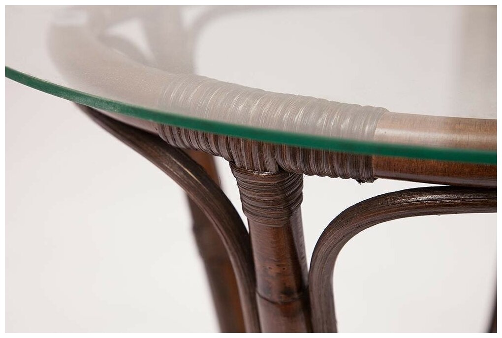 Комплект " NEW BOGOTA " ( диван + 2 кресла + стол со стеклом ) /с подушками/, ротанг, кр:61х67х78,5см, дв:108х66х78,5см, ст:D60х56,5см, walnut (грецкий орех) - фотография № 4