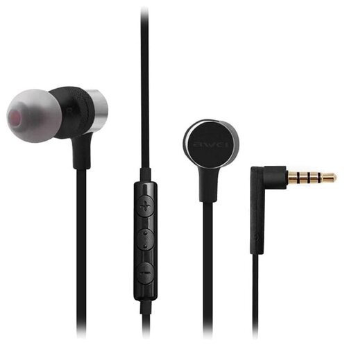 Наушники проводные Awei ES-20TY черные с микрофоном и сменными насадками 74900₽