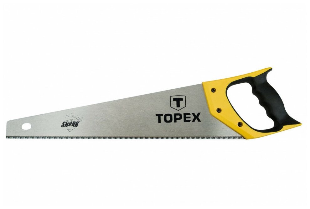 TOPEX Ножовка Shark, 11 TPI, трехсторонняя заточка, закаленные зубья, двухкомпонентная ручка. 10A442