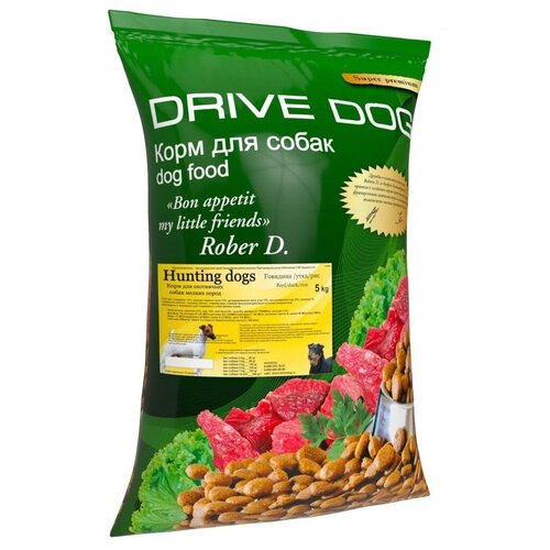 DRIVE DOG Hunting Dogs полнорационный сухой корм для охотничьих собак мелких пород говядина с уткой и рисом 5 кг