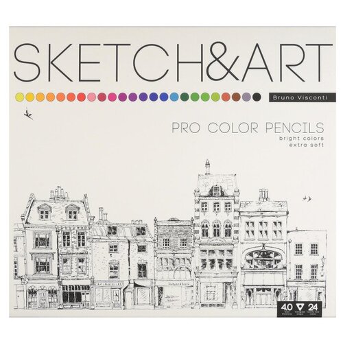набор карандашей sketch Набор карандашей цветных для скетч SKETCH&ART 24 цв в мет коробке 30-0042