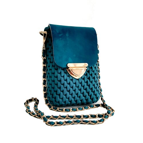 фото Сумка-мини кросс-боди через плечо женская из трикотажной пряжи, ручная работа