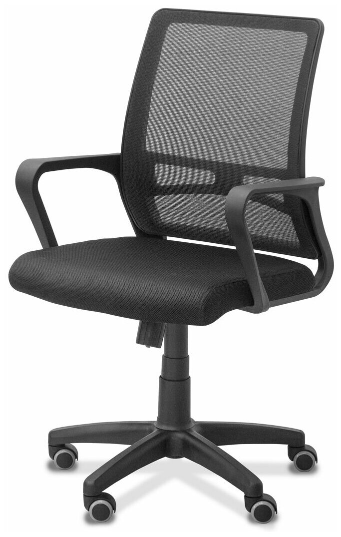Компьютерное и офисное кресло Акцент на колесиках, регулируемое Юнитекс, обивка: текстиль, цвет: черный