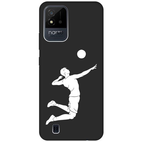 Матовый чехол Volleyball W для Realme narzo 50i / Рилми Нарзо 50и с 3D эффектом черный матовый чехол volleyball для realme narzo 50i рилми нарзо 50и с 3d эффектом черный