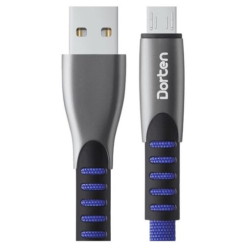 Разъем Dorten Flat Series micro USB - USB, 1 м, 1 шт., черный/синий