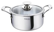 Кастрюля с крышкой Vensal Le Chef трехслойная из нержавеющей стали 6,3л (26см), арт. VS1533