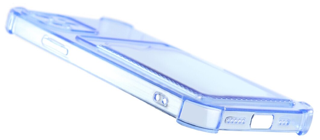 Чехол защитный усиленный TPU LuxCase для Apple iPhone 12, Прозрачно-синий, 1,5 м - фото №4