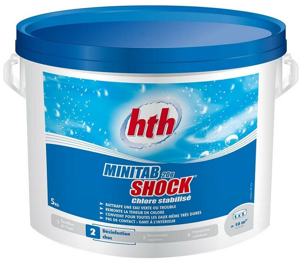 Быстрый стабилизированный хлор в таблетках по 20гр. (5кг) hth MINItab SHOCK - фото №1