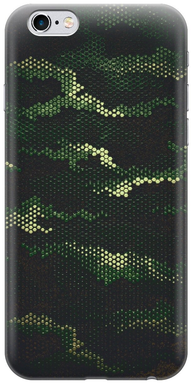Силиконовый чехол на Apple iPhone 6s / 6 / Эпл Айфон 6 / 6с с рисунком "Темно-зеленый камуфляж"